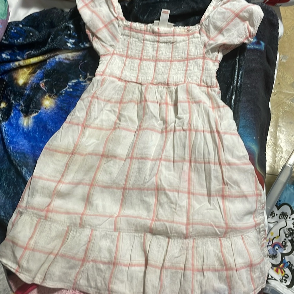 Cat & Jack Girls Pink and White Short Sleeve Dress